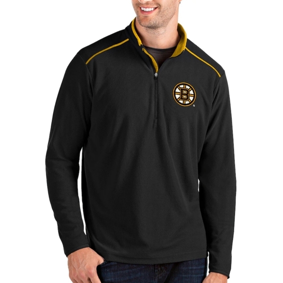 Men's Boston Bruins Antigua Black Glacier Quarter-Zip Pullover Jacket Size Large - Picture 7 of 7